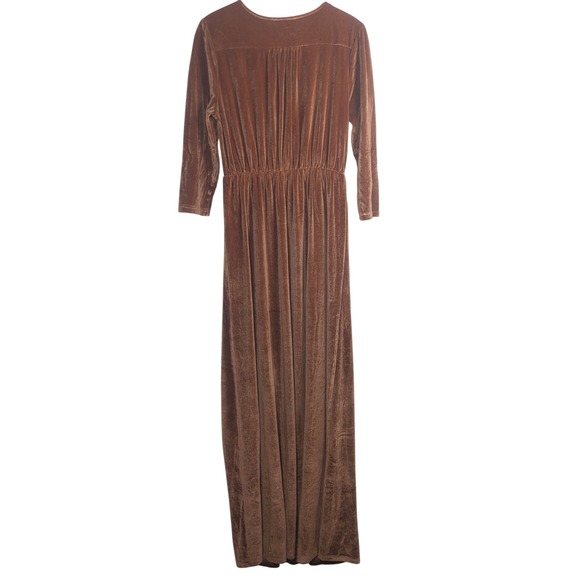 Baltic Born Sofia Velvet maxi dress Spice Copper Velvet Wrap Dress gown V-necky - Picture 4 of 6